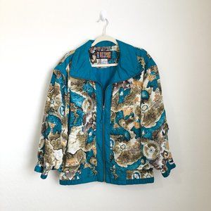 VINTAGE RE Sport Teal Map Angels Design Jacket